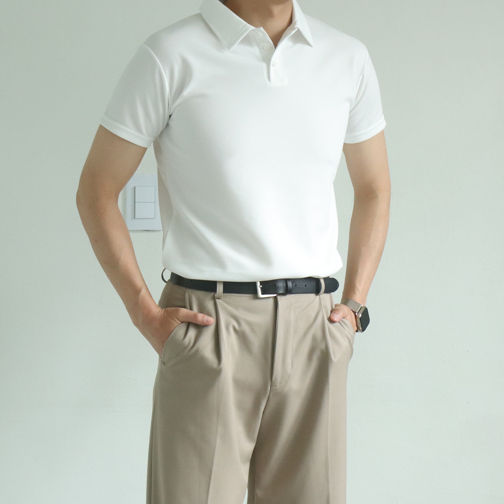 머슬핏반팔 여름 분또 헨리넥 남성카라티 남자반팔티 - 상세 이미지 2