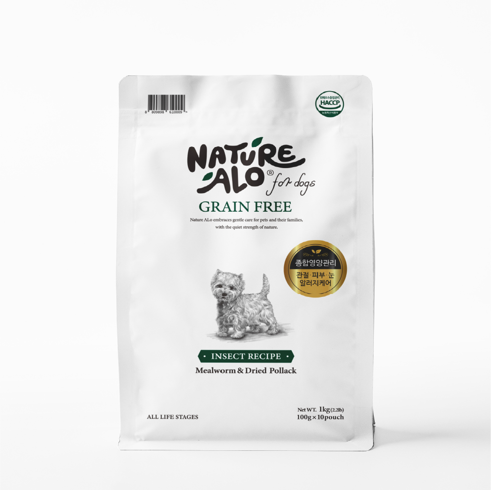네이처알로 인섹트레시피 강아지 눈물 노견 곤충 사료 밀웜+황태, 1kg, 1개