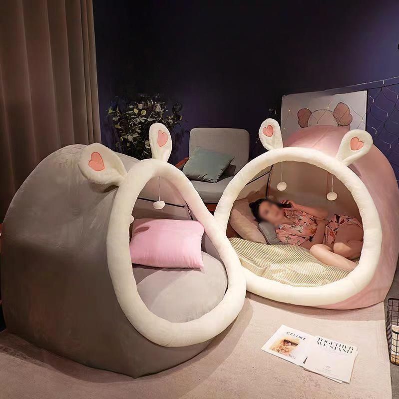 집순이 소파베드 동물 모양 캡술형 소파침대 1인 레이지소파 A 핑크토끼 / 스몰