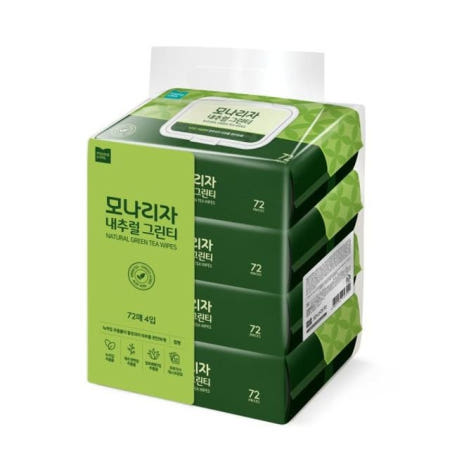 모나리자 내추럴 그린티 물티슈 캡형 72매x4입 문구 사무 생활용품 휴지