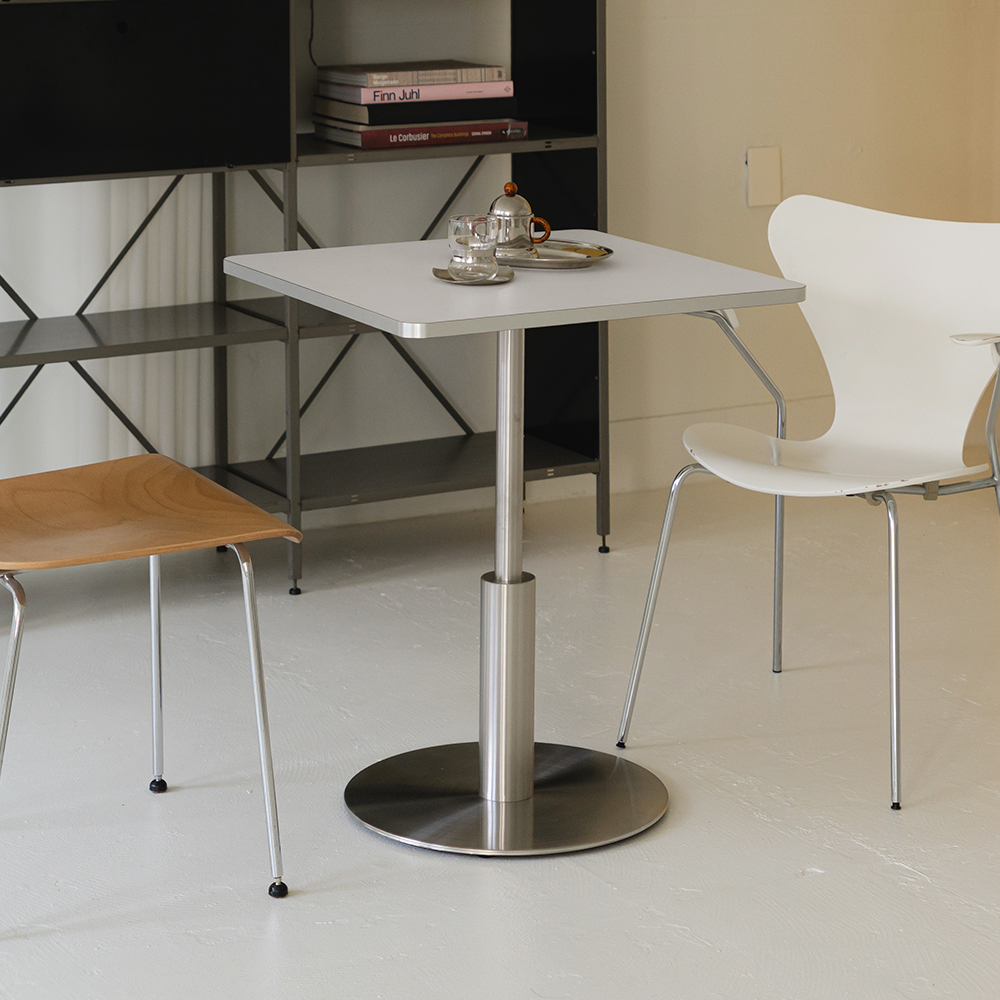 사각테이블 다이닝 미드센추리 카페 테이블 1인용 화이트 600 컬럼 테이블