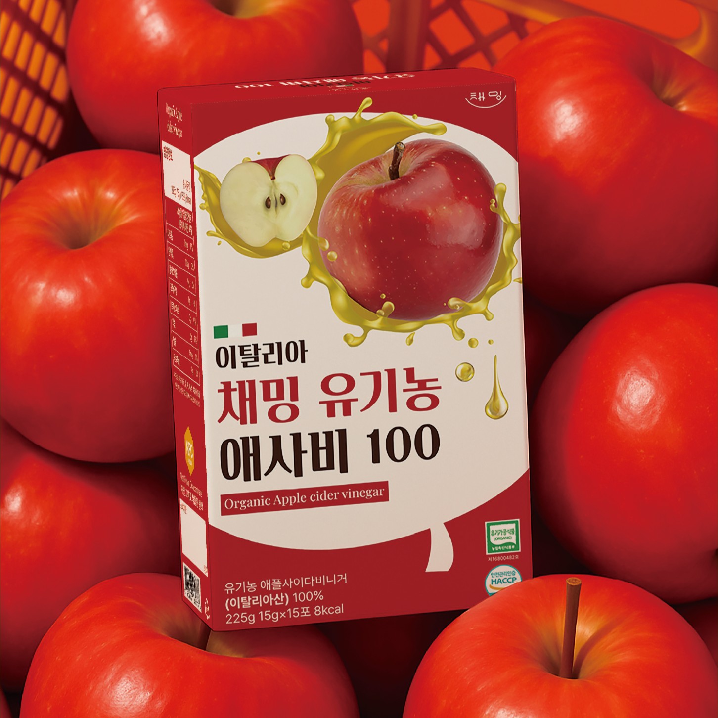 채밍 애사비 스틱 유기농 사과초모식초 NFC착즙 15g 15포 - 상품 이미지