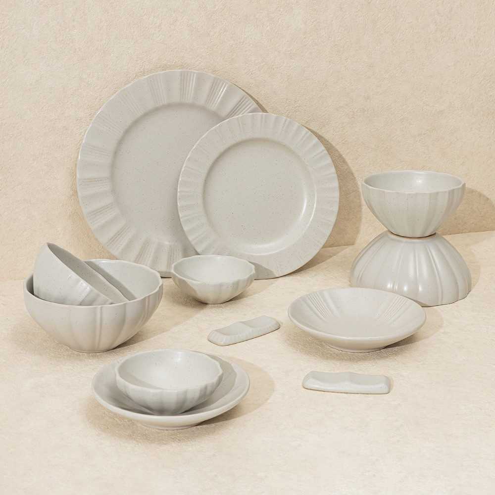 윤도자기 릴리 2인 그릇세트 12P 식기