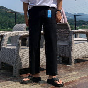 1+1 남자 버테 여름 아이스 쿨링 린넨 테이퍼드핏 밴딩 팬츠 착용 후기 | 사이즈/핏 총정리 - 상품 이미지 1