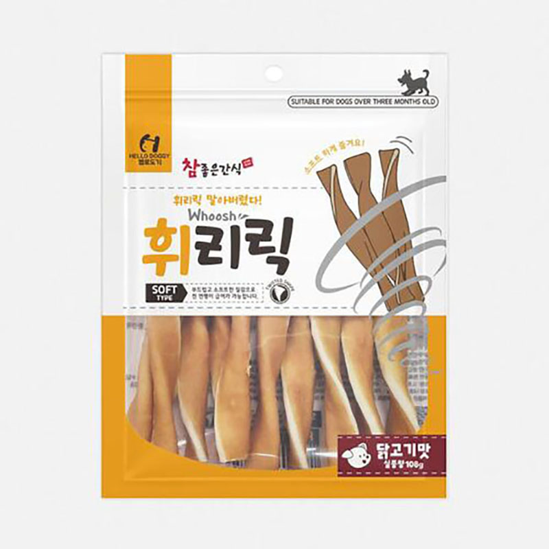 헬로도기 휘리릭 강아지오래먹는간식 스트레스해소 이갈이껌 소프트 오리고기, 108g, 1개 - 상세 이미지 3