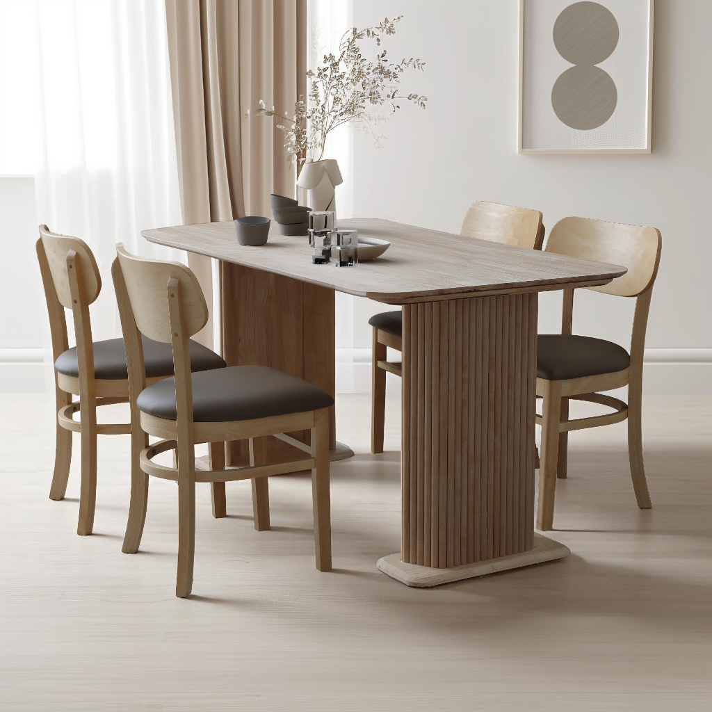 원목 4인용 식탁 세트 쇼파 식탁 나무 주방 낮은 식탁 테이블 의자 4개 세트