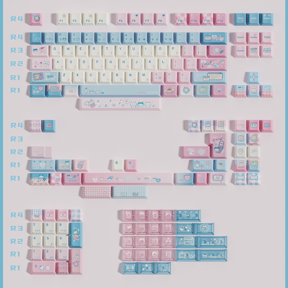 Soulcat 고함량 PBT 염료승화 + PC 키캡 167키 (픽셀 고양이) - 상세 이미지 2