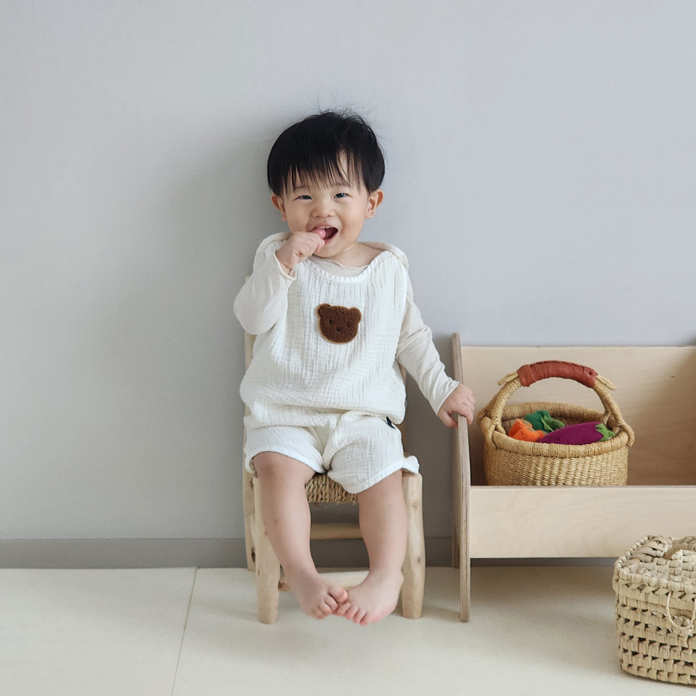 사계절 여름 아기 유아 신생아 수면조끼 2중직 L 곰 모달 거즈 수면 잠옷 - 상세 이미지 3