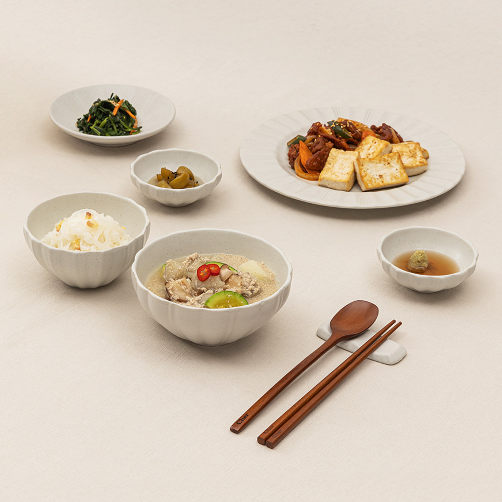 윤도자기 릴리 2인 그릇세트 12P 신혼식기