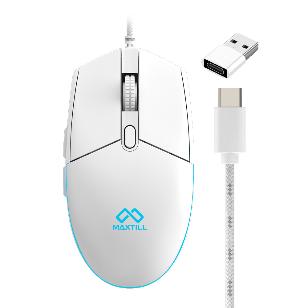 맥스틸 GM-MCU20 화이트 유선 C타입 USB 무소음 마우스 - 메인 이미지
