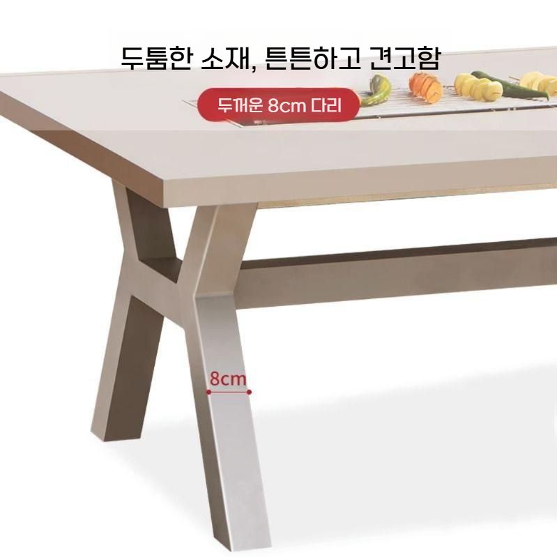 야외테이블세트 바베큐테이블 야외 숯불 그릴 테이블의자 120x80cm / 의자4개 - 상세 이미지 3