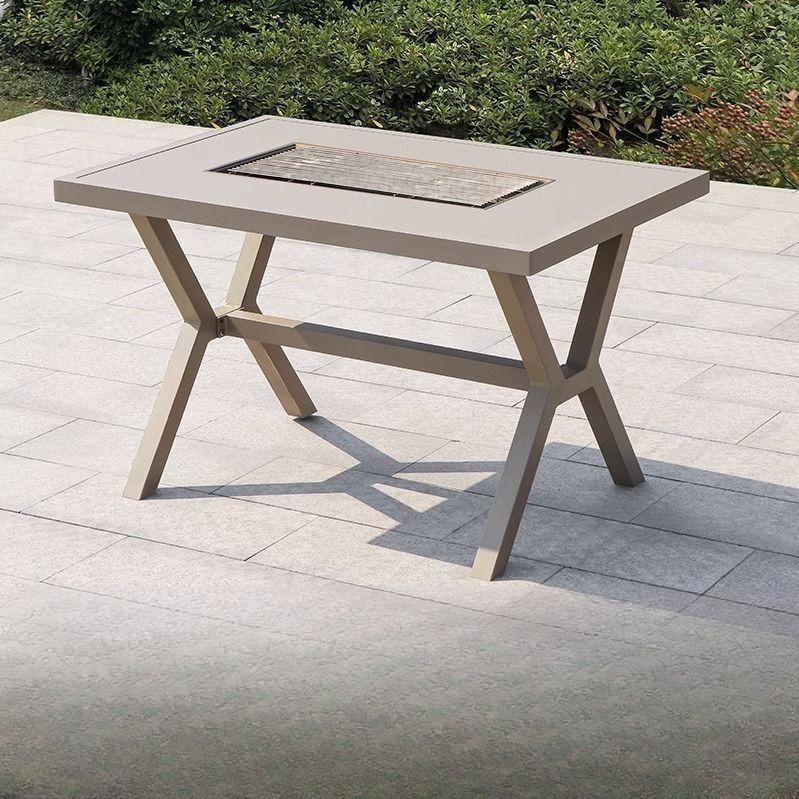 야외테이블세트 바베큐테이블 야외 숯불 그릴 테이블의자 120x80cm / 의자4개 - 상세 이미지 4