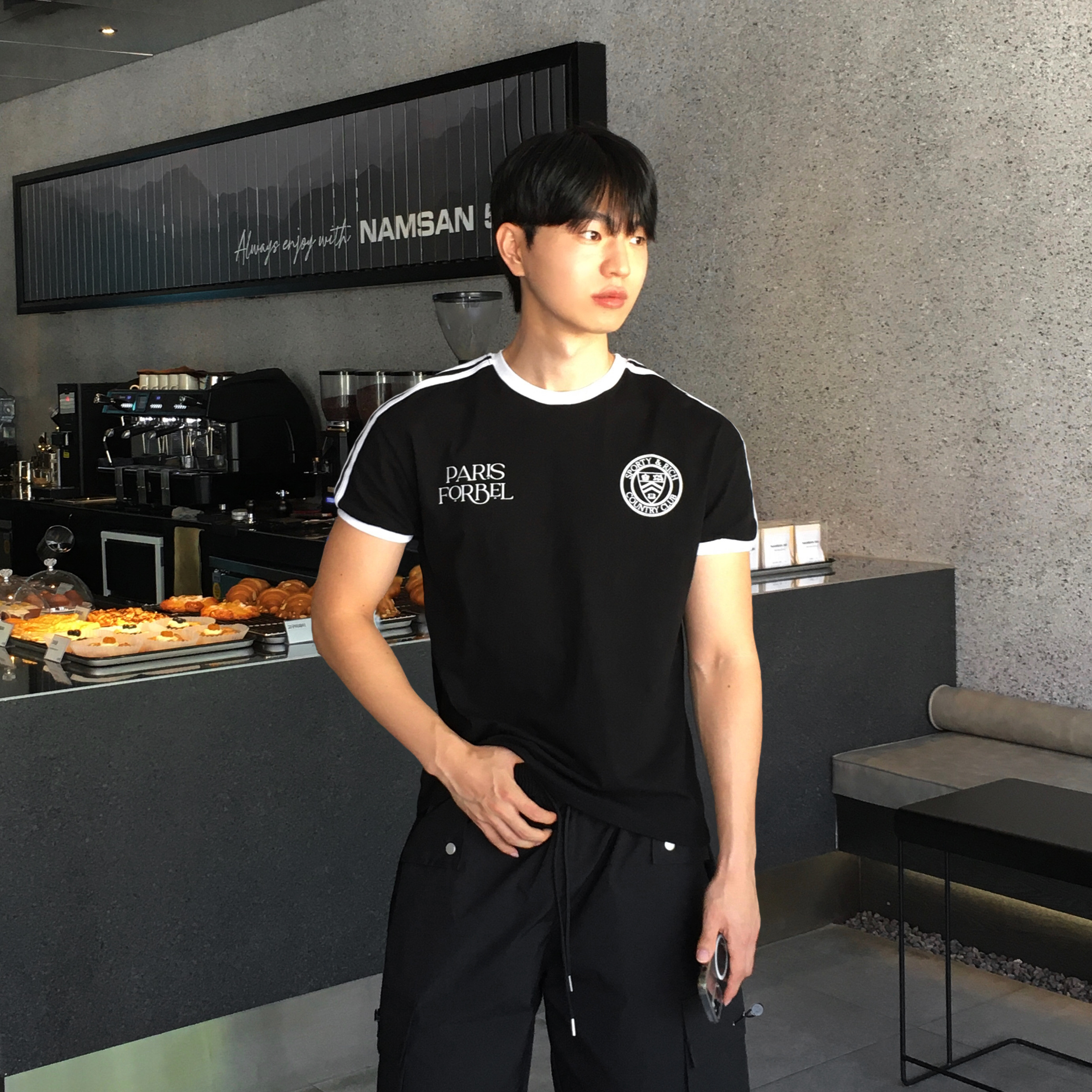 남자링거티 머슬핏반팔 흰색면티 어깨넓어보이는반팔 머슬오버핏 여름커플티 쿨티셔츠 이미지 3