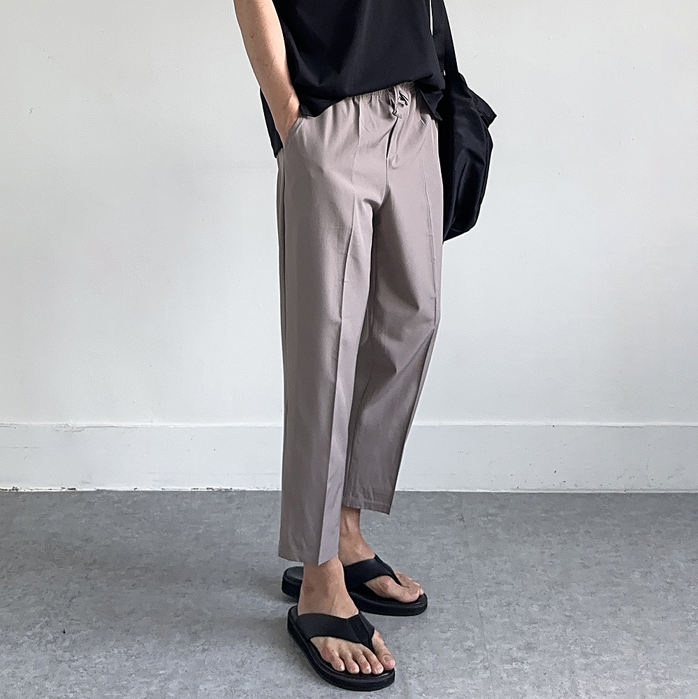 남자 여름바지 9부 밴딩 아이스 팬츠 남자 냉장고바지 - 상품 이미지