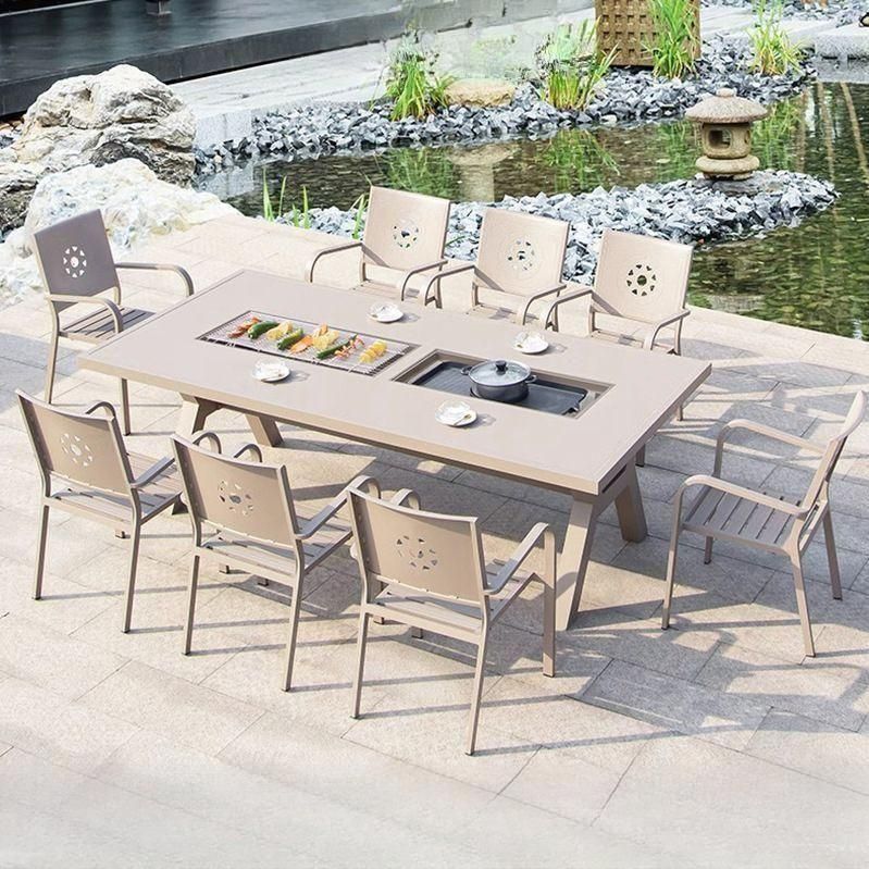 야외바베큐테이블 펜션 전원주택 테라스 철제 테이블세트 188x100cm / 의자 4개