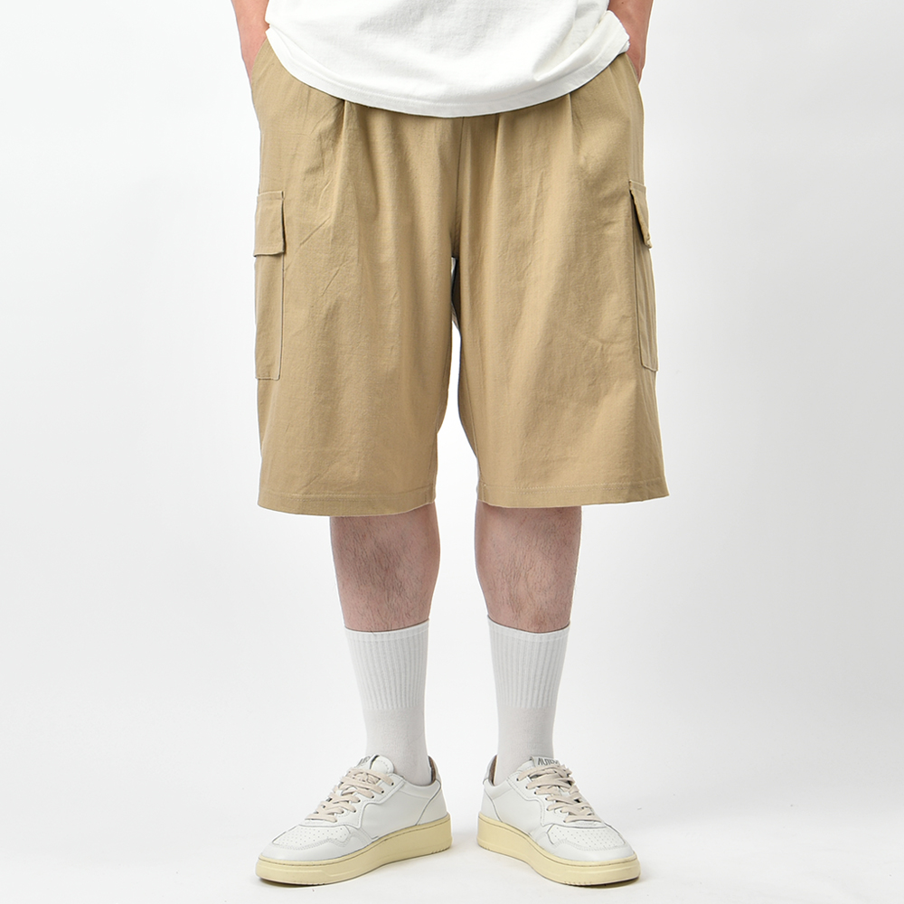 남자반바지 버뮤다팬츠 카고 와이드 린넨 라이크 여름 밴딩 6부 팬츠 - 상세 이미지 3