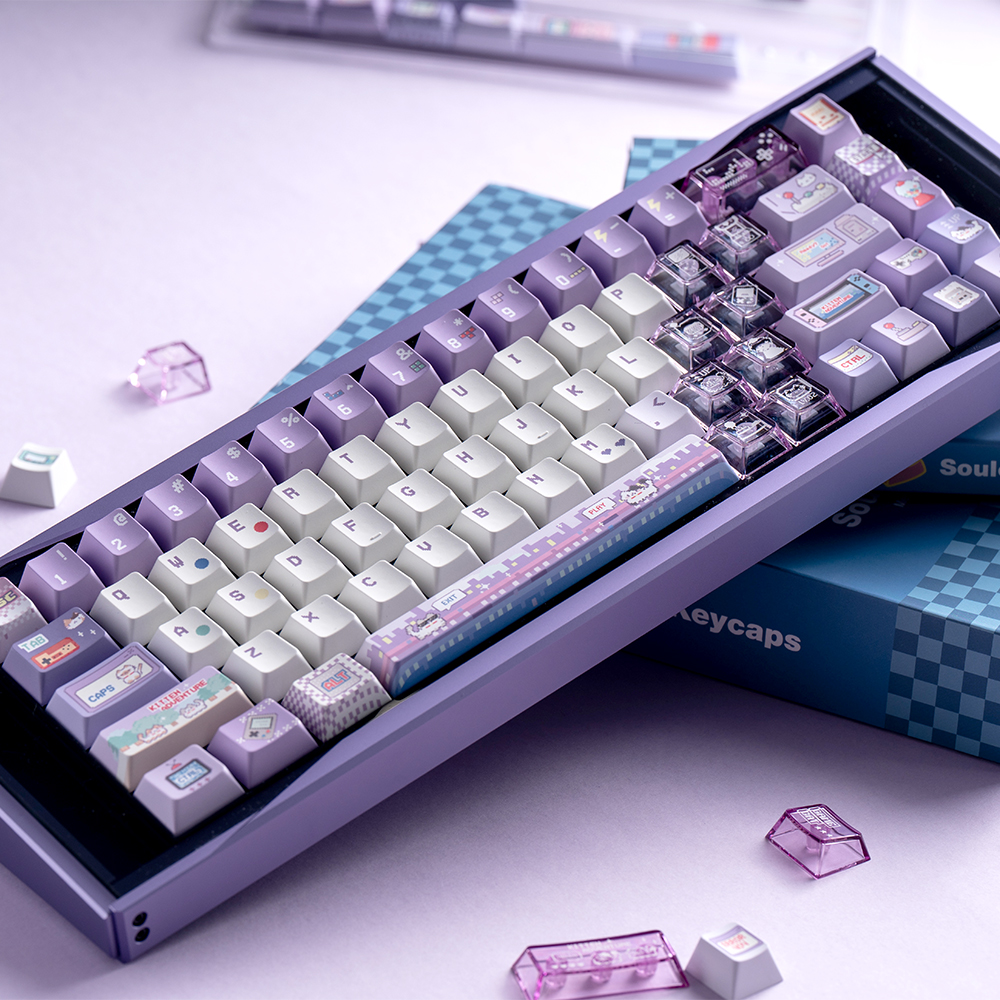 Soulcat 고함량 PBT 염료승화 + PC 영문 키캡 167키 (아케이드 고양이) - 메인 이미지