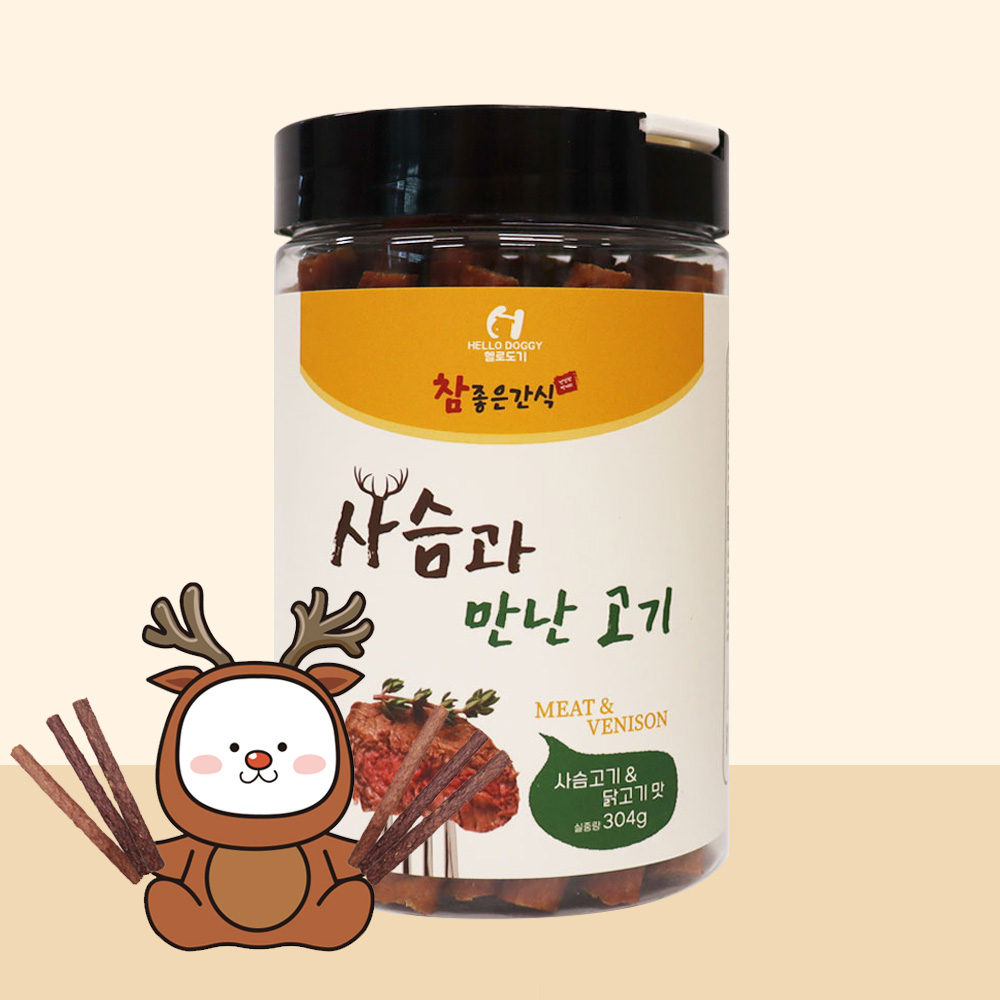 헬로도기 사슴고기 강아지져키 다이어트간식 사슴+소고기, 304g, 1개 - 상세 이미지 3