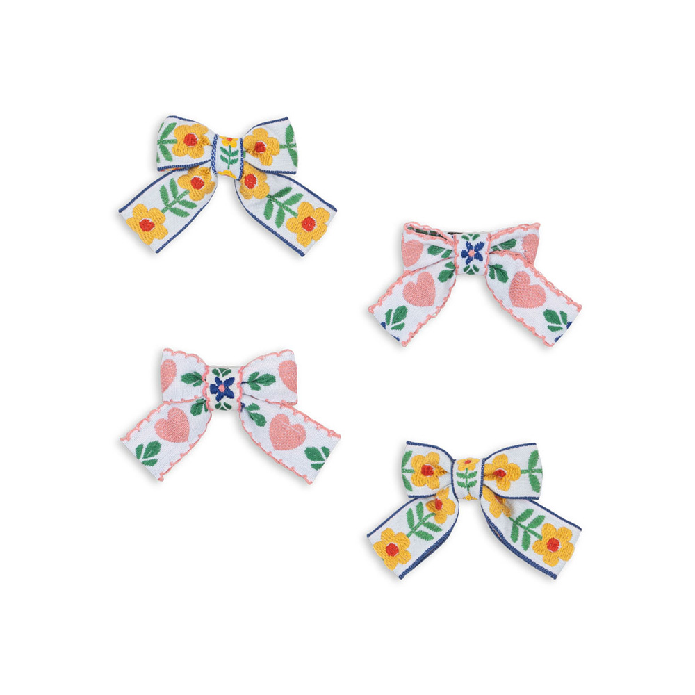 콩제슬래드 키즈 4 PACK 보우 리본 헤어 클립 KS102747 WHITE/ROSE - 상세 이미지 2