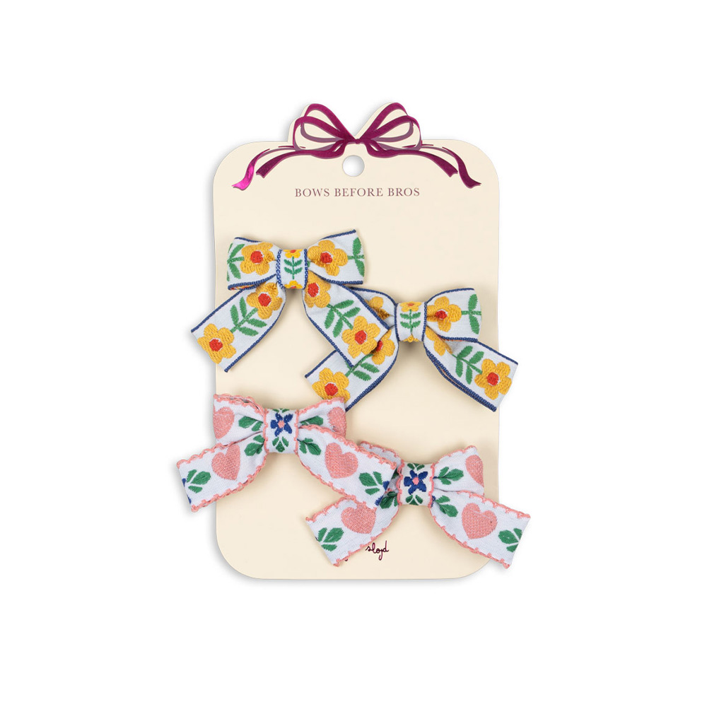 콩제슬래드 키즈 4 PACK 보우 리본 헤어 클립 KS102747 WHITE/ROSE - 상품 이미지