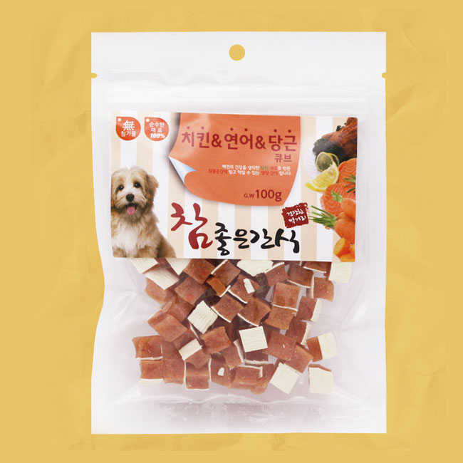 헬로도기 무첨가물 강아지야채간식 강아지당근 트릿 닭고기+연어+브로콜리, 100g, 1개