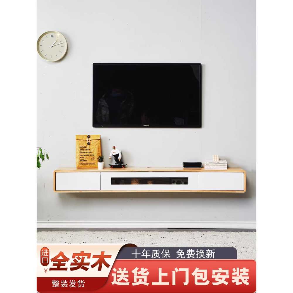 벽걸이 TV 선반 원목 카페 네모 보드 셋탑박스 선숨김 이미지 6