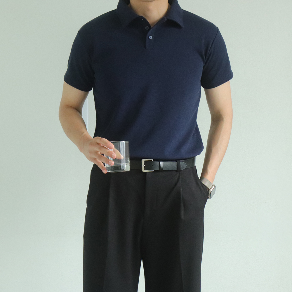 머슬핏반팔 여름 분또 헨리넥 남성카라티 남자반팔티 - 상세 이미지 4