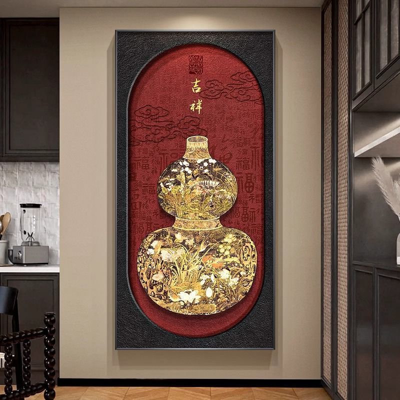 호텔 복도 입체 액자 그림 중식 레스토랑 인테리어 장식 A 복호리병 60X120cm - 상세 이미지 2