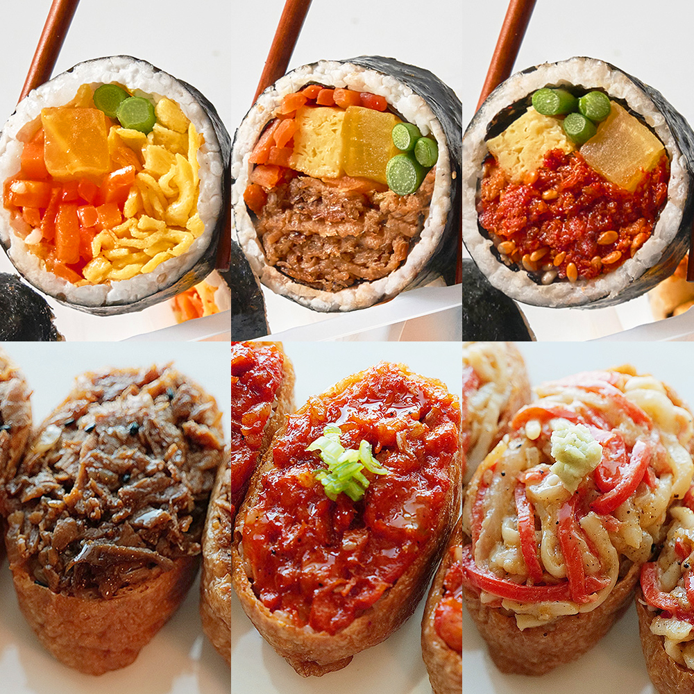 굿스푼 현미 곤약밥 저당 잡곡 김밥 3팩+3팩 간편식 냉동 우엉유부 잡채 고추장비빔밥 - 상세 이미지 3