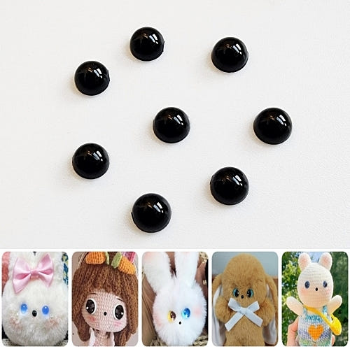 퍼 스토리 모루 인형눈 눈알 코 본드형 반구눈코 4쌍(8개) 블랙 3mm