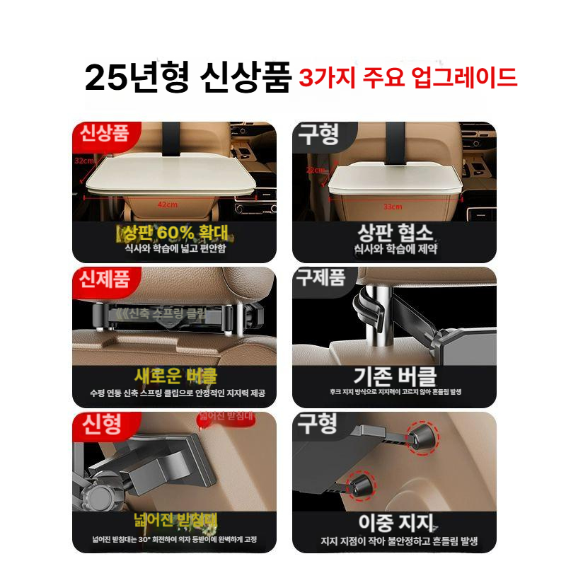 자동차 뒷좌석 접이식 시트백 테이블 차량용 거치대 카니발 스탠드 미화이트 A - 상세 이미지 3