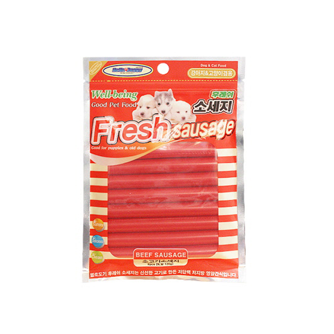헬로도기 프레쉬 강아지소세지 강아지소시지 통살 간식 소고기, 120g, 1개