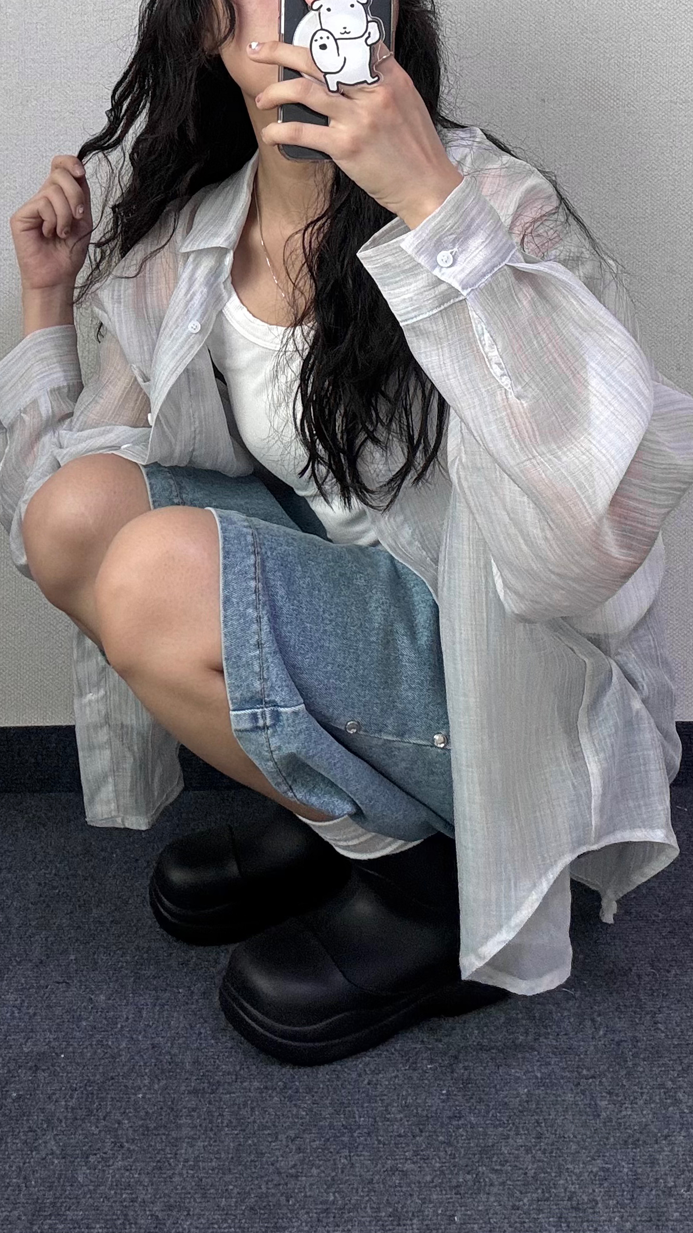 캐비 스터드 버뮤다 데님 팬츠 [3Size] - 상세 이미지 5