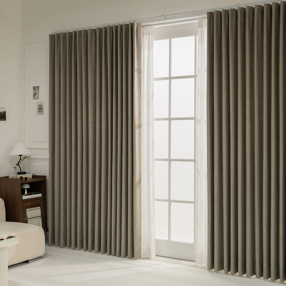 브리즈 형상기억 암막커튼 거실 안방 방한 린넨 핀형 150x200