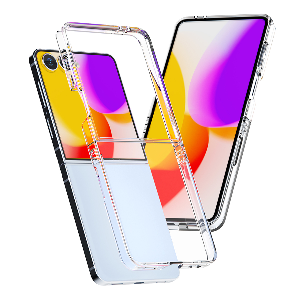 슬림 크리스탈 생폰 풀커버 케이스 투명, 갤럭시Z 플립7