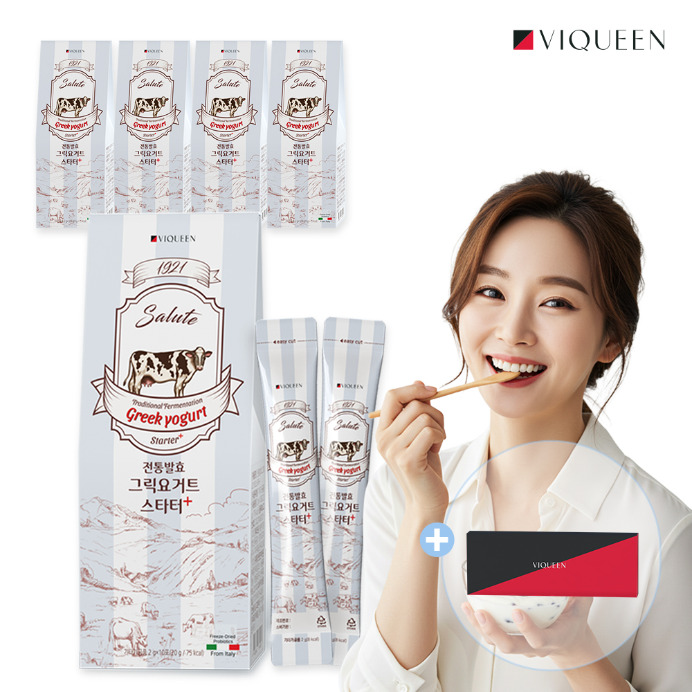 바이퀸 1921살루트 전통발효 그릭요거트스타터 플러스 1박스(10포) 20g, 5개