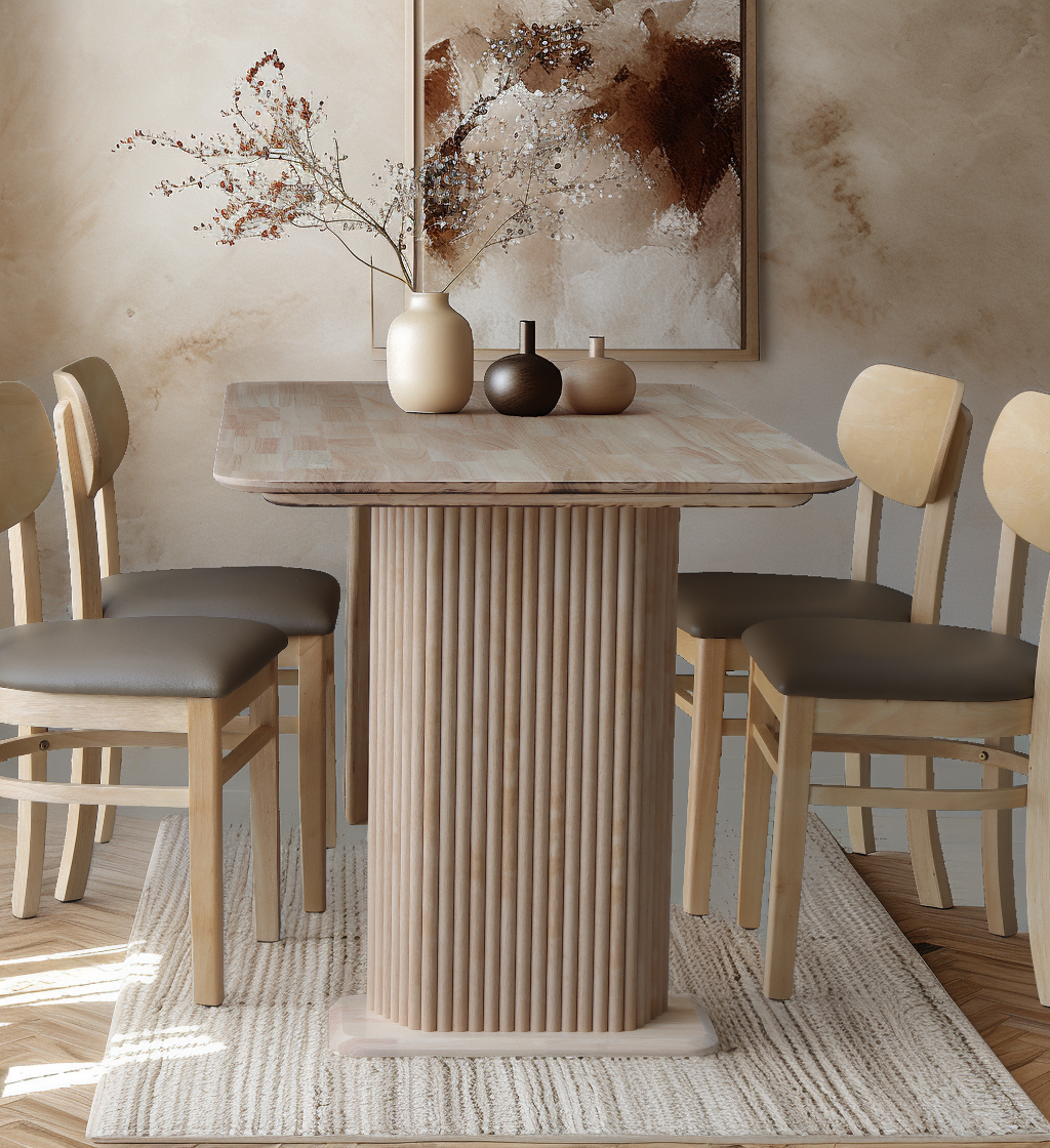 원목 4인용 식탁 세트 쇼파 식탁 나무 주방 낮은 식탁 테이블 의자 4개 세트