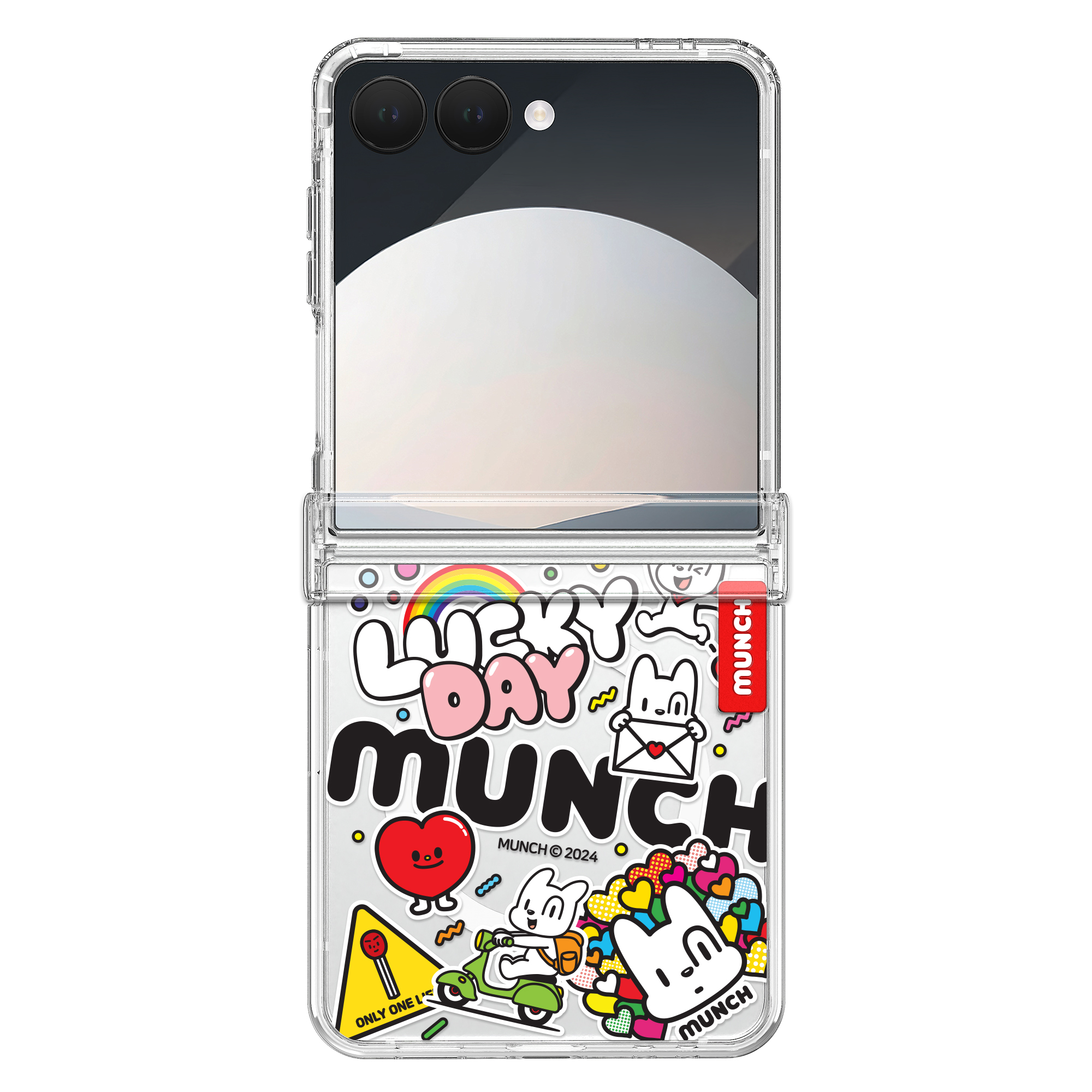 갤럭시 Z플립7 크리스탈 뭉크 디자인 힌지 보호 맥세이프 투명 휴대폰 케이스 뭉크 럭키데이