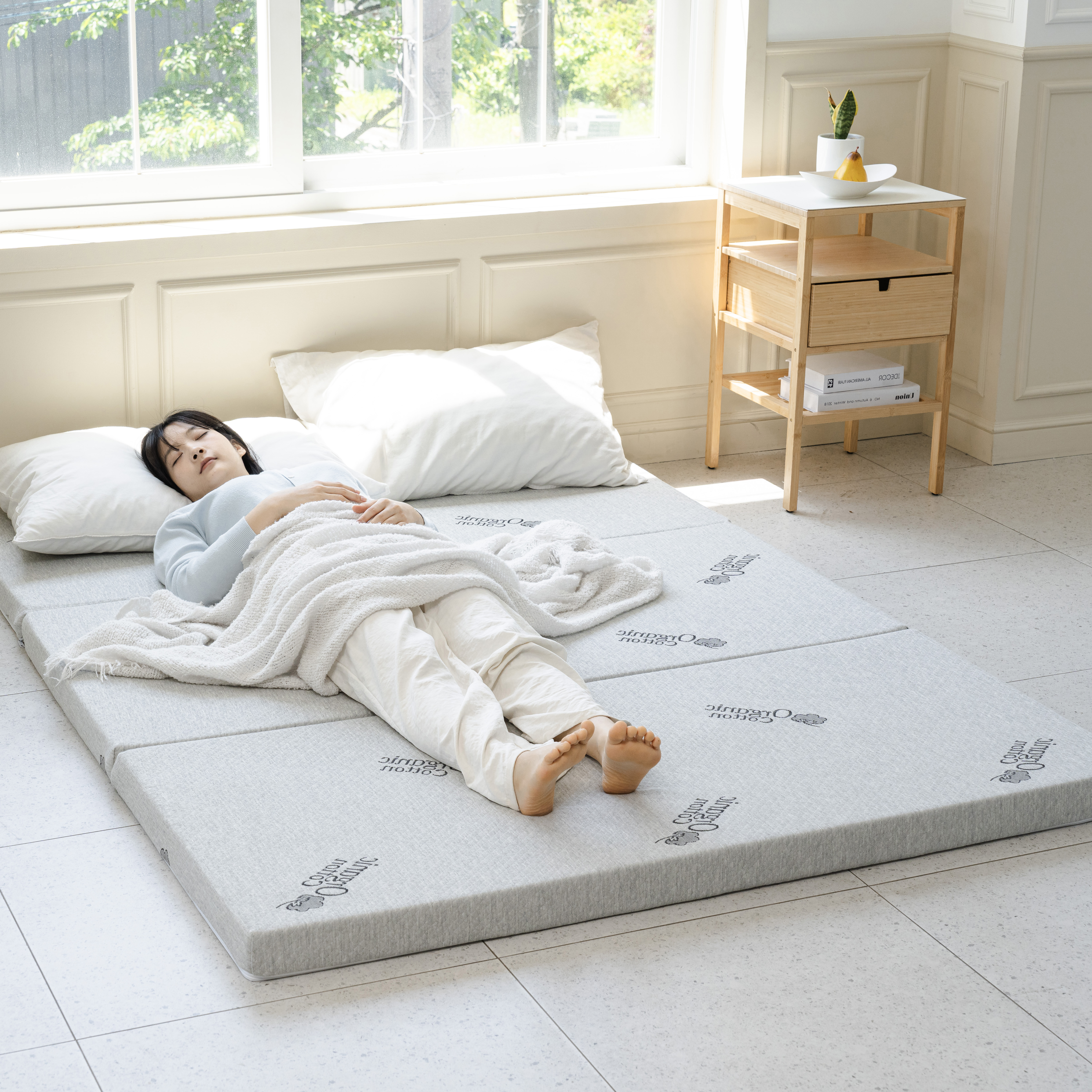 딥코어 3단 접이식 매트리스 1인용 허리에 좋은 단단한 바닥 수면 매트 5cm MS