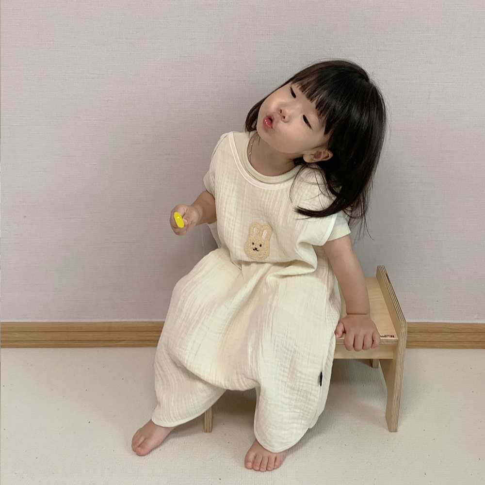 사계절 여름 아기 유아 신생아 수면조끼 2중직 L 곰 모달 거즈 수면 잠옷 - 상세 이미지 4