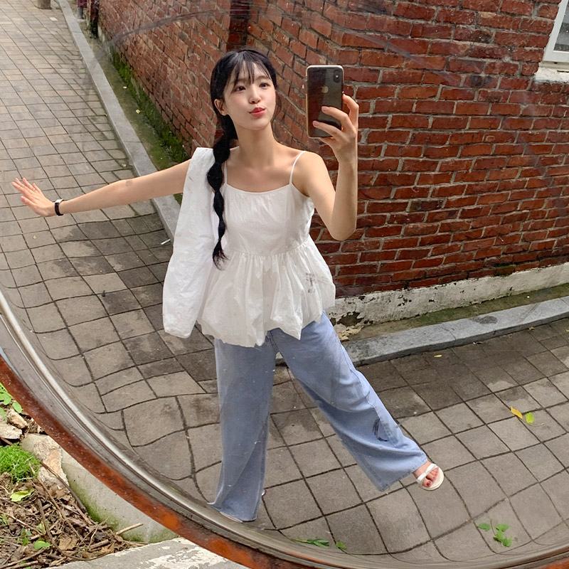 루이델 숄더 백 뒷트임 벌룬 탑 뷔스티에 세트 st2844 이미지 8