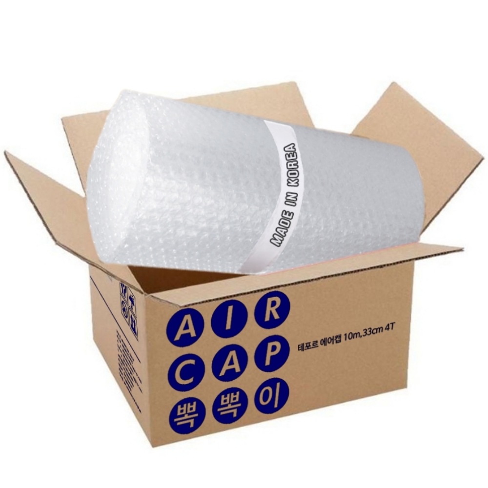 국내생산 두꺼운 뽁뽁이 소량 포장용 에어캡 완충 롤 창문 단열 테포르 10m