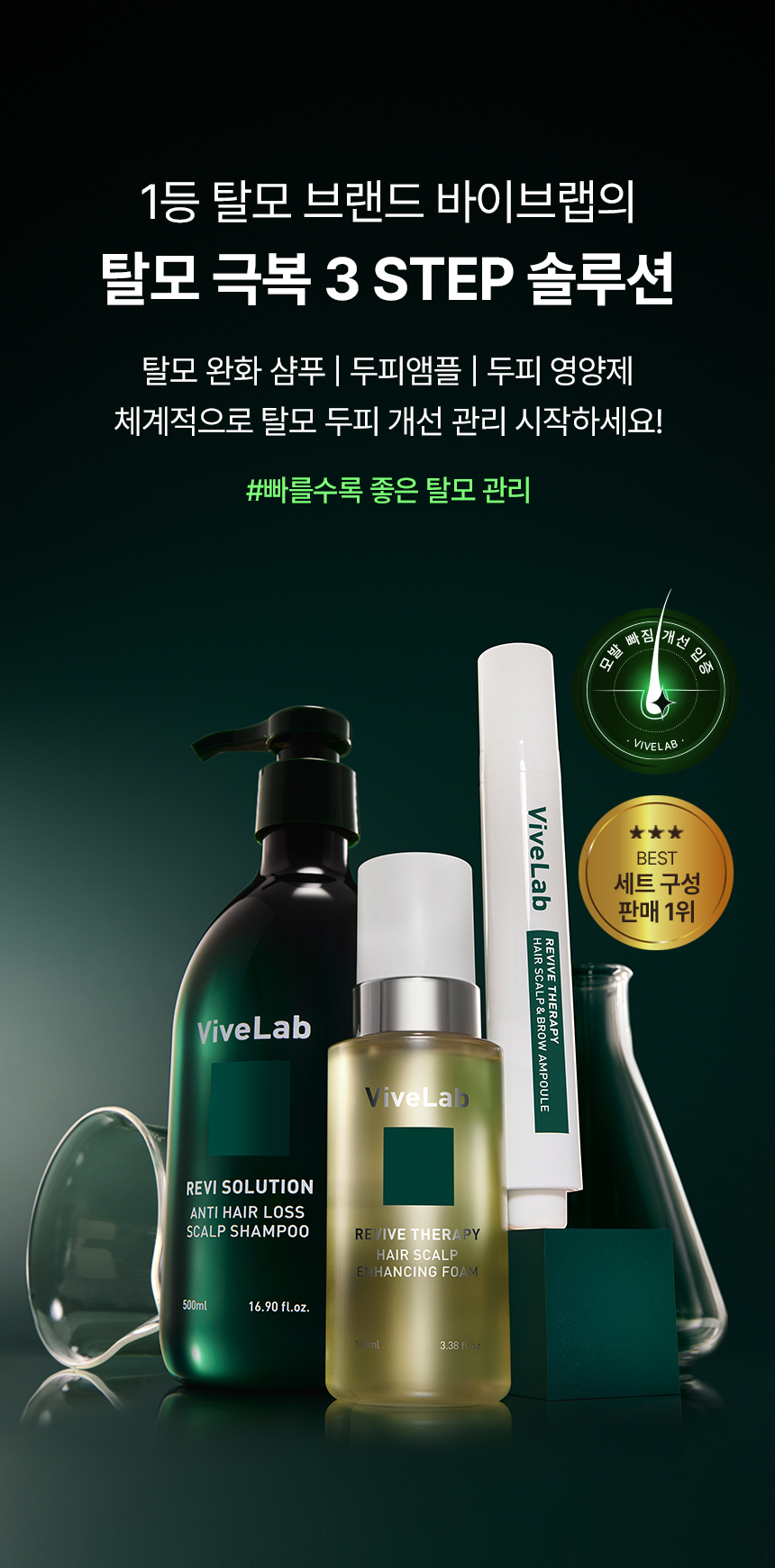 VIVELAB Revive Therapy Ampoule, Enhancing Foam & Shampoo 3-Piece Set - description 5