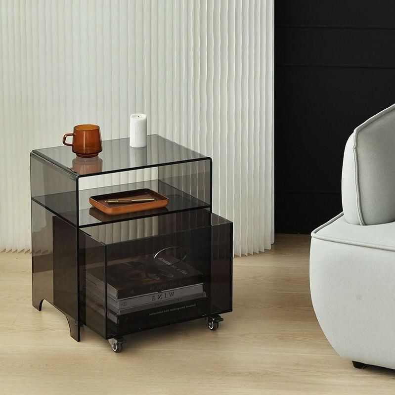 아크릴 사이드테이블 이동식 분리형 협탁 인테리어 소품 그레이 42x32x47cm