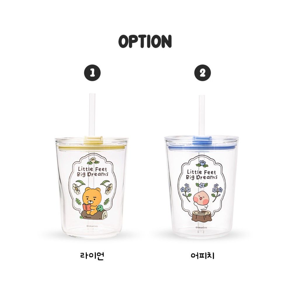 어피치 텀블러 투명 글라스 빨대 컵 카카오 굿즈 500ml 선물 - 상세 이미지 4