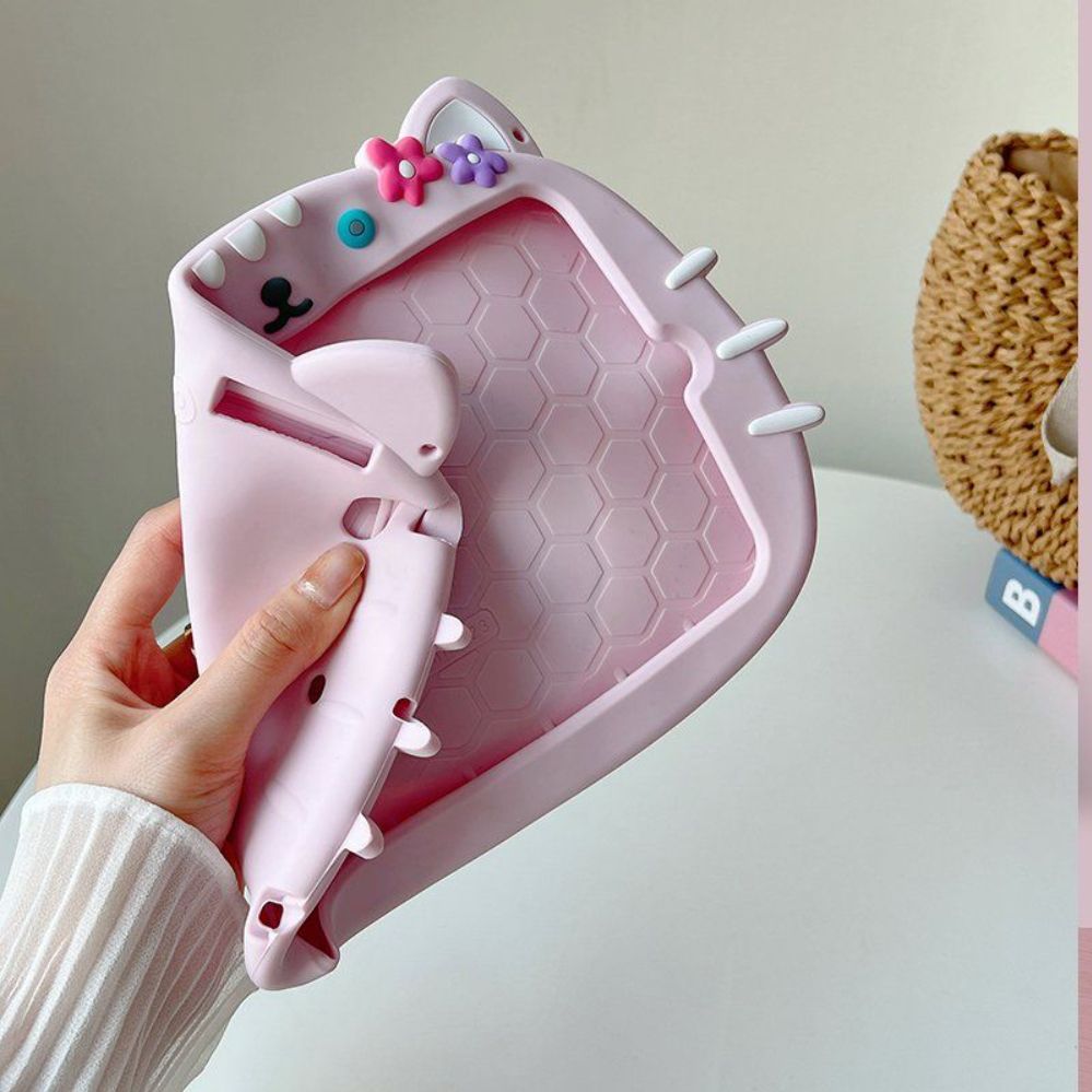 원플러스 패드2 프로 케이스 고양이 핑크 어깨끈 스트랩 실리콘 커버 그립 거치대 - 상세 이미지 3