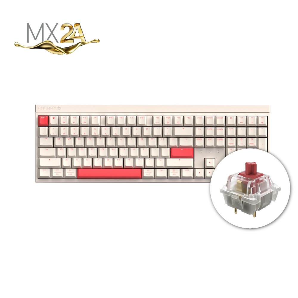 체리 MX 2.0S WIRELESS PRO 기계식 키보드 2A축 게이밍 화이트, 저소음 적축 - 상품 이미지