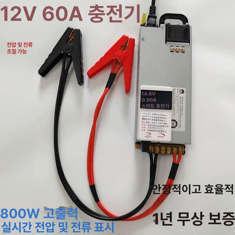 대전류 14.6V 60A 인산철 리튬 배터리 충전기 산업용 캠핑용 고속충전 악어클립형 - 상세 이미지 3