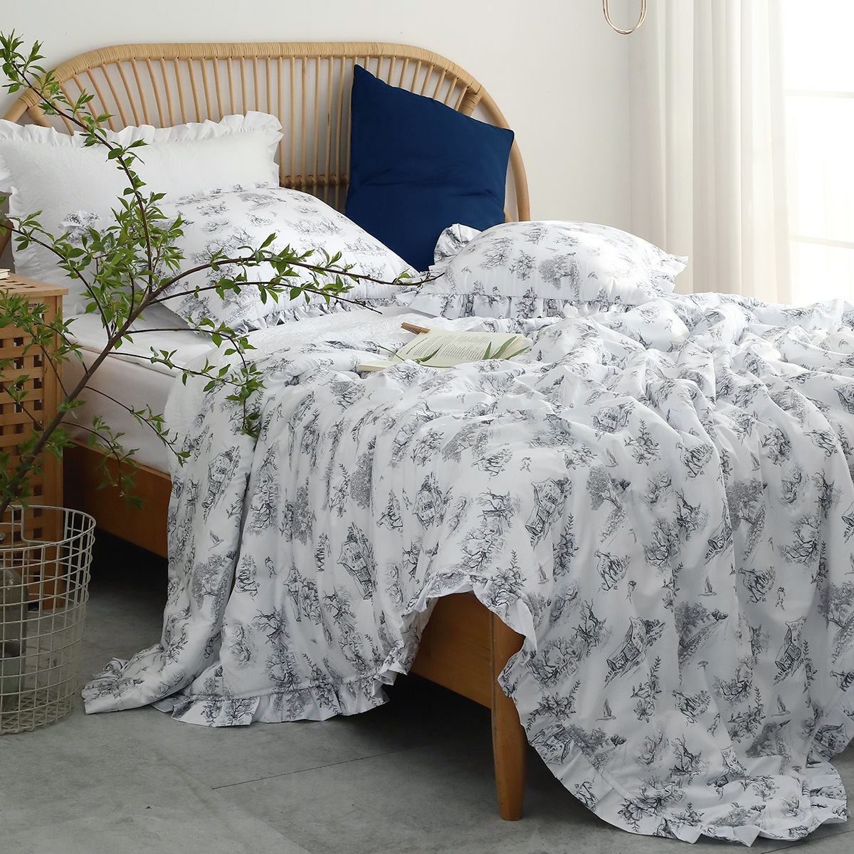 엠시베딩 간절기이불 뜨왈 구름 알러지케어 프릴 이불 SS