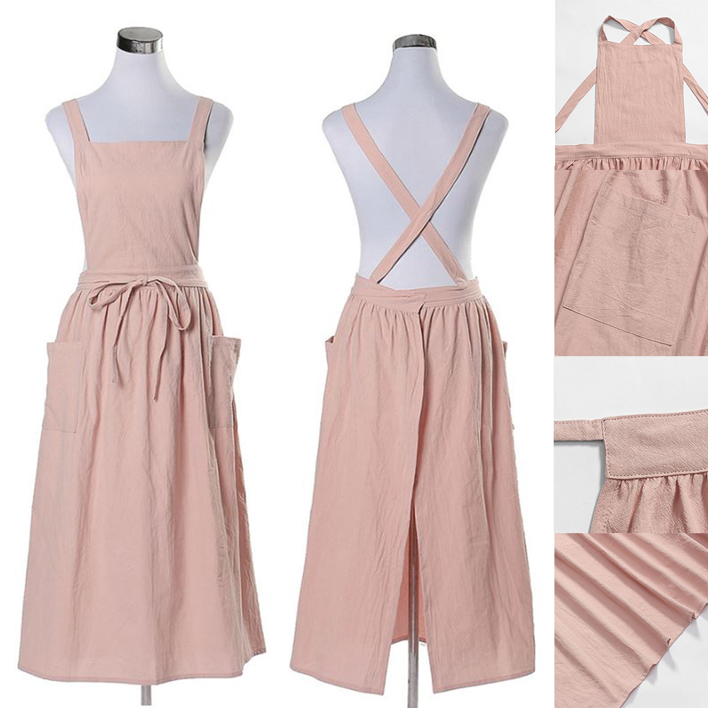 원피스 린넨 앞치마 통기성 미용실 공방 꽃집 카페 작업복